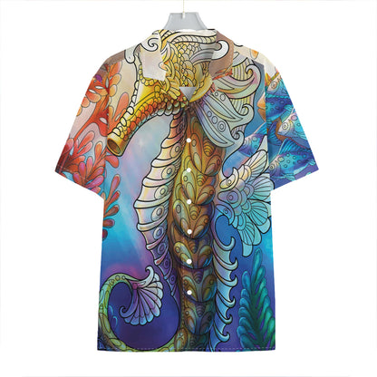 Colorful Seahorse Print Hawaiian Shirt