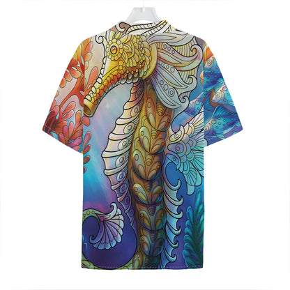 Colorful Seahorse Print Hawaiian Shirt