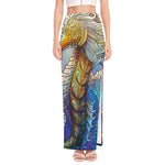 Colorful Seahorse Print High Slit Maxi Skirt