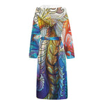 Colorful Seahorse Print Hooded Bathrobe