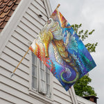 Colorful Seahorse Print House Flag