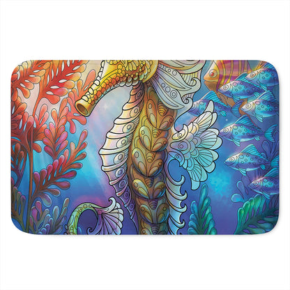 Colorful Seahorse Print Indoor Door Mat