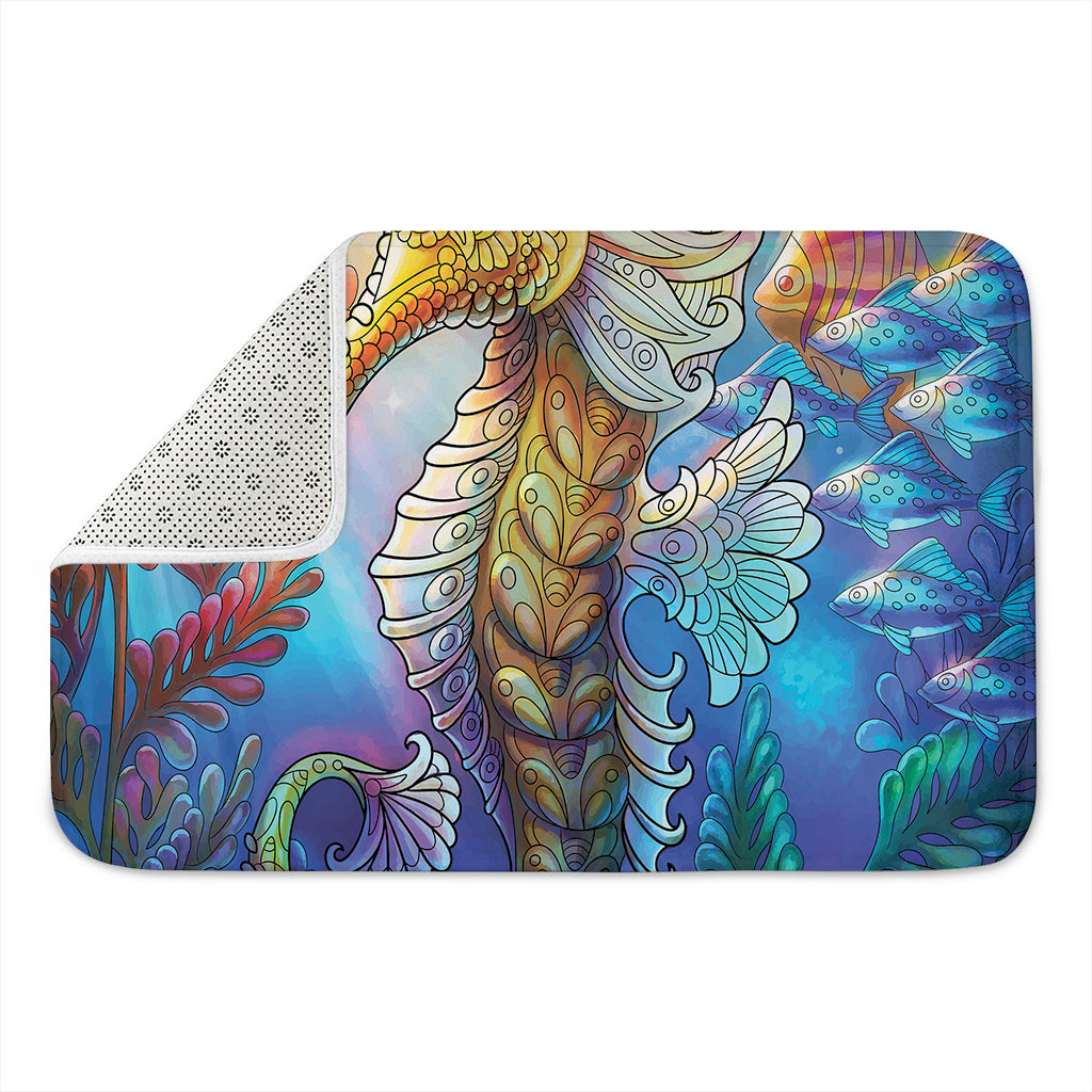 Colorful Seahorse Print Indoor Door Mat
