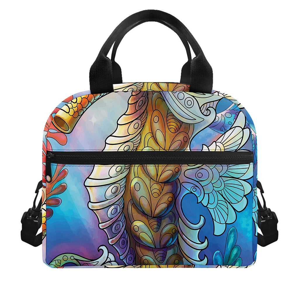 Colorful Seahorse Print Insulated Lunch Bag