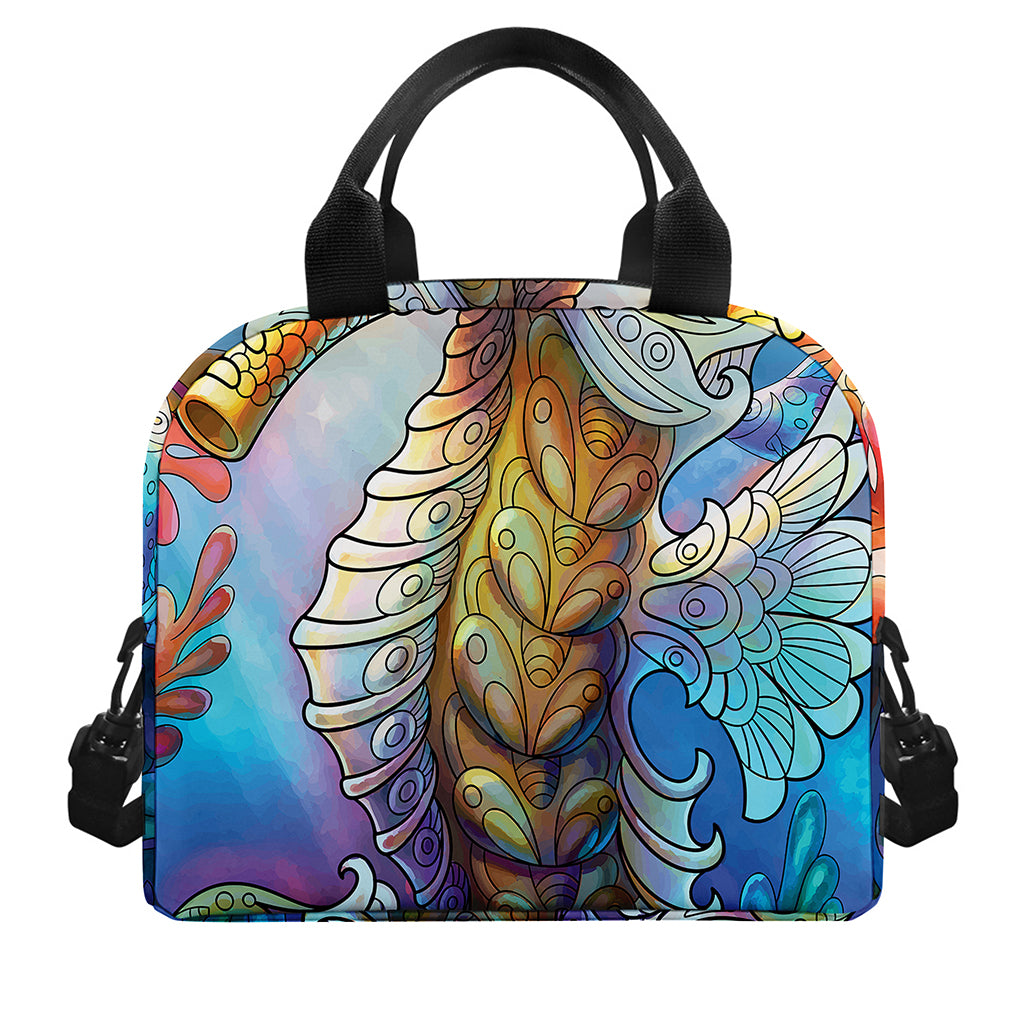 Colorful Seahorse Print Insulated Lunch Bag