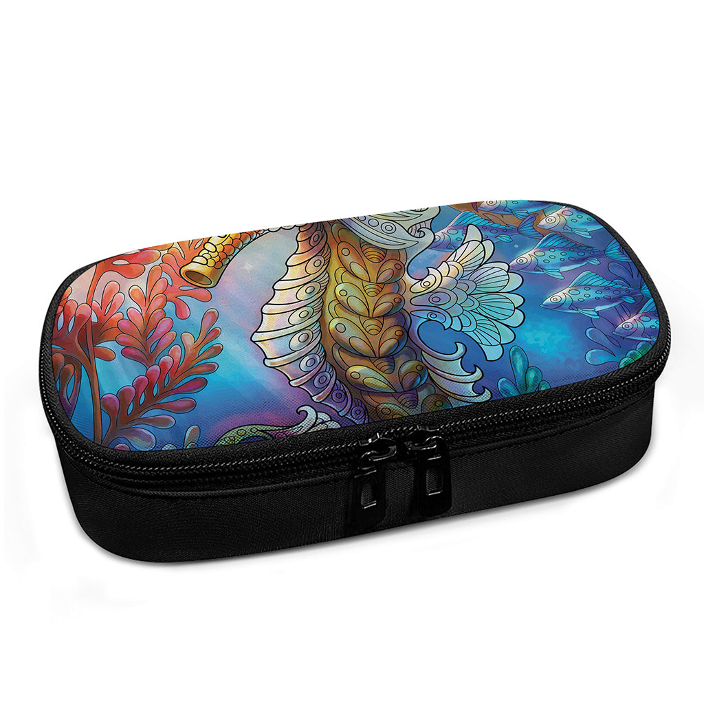 Colorful Seahorse Print Insulin Cooler Travel Case