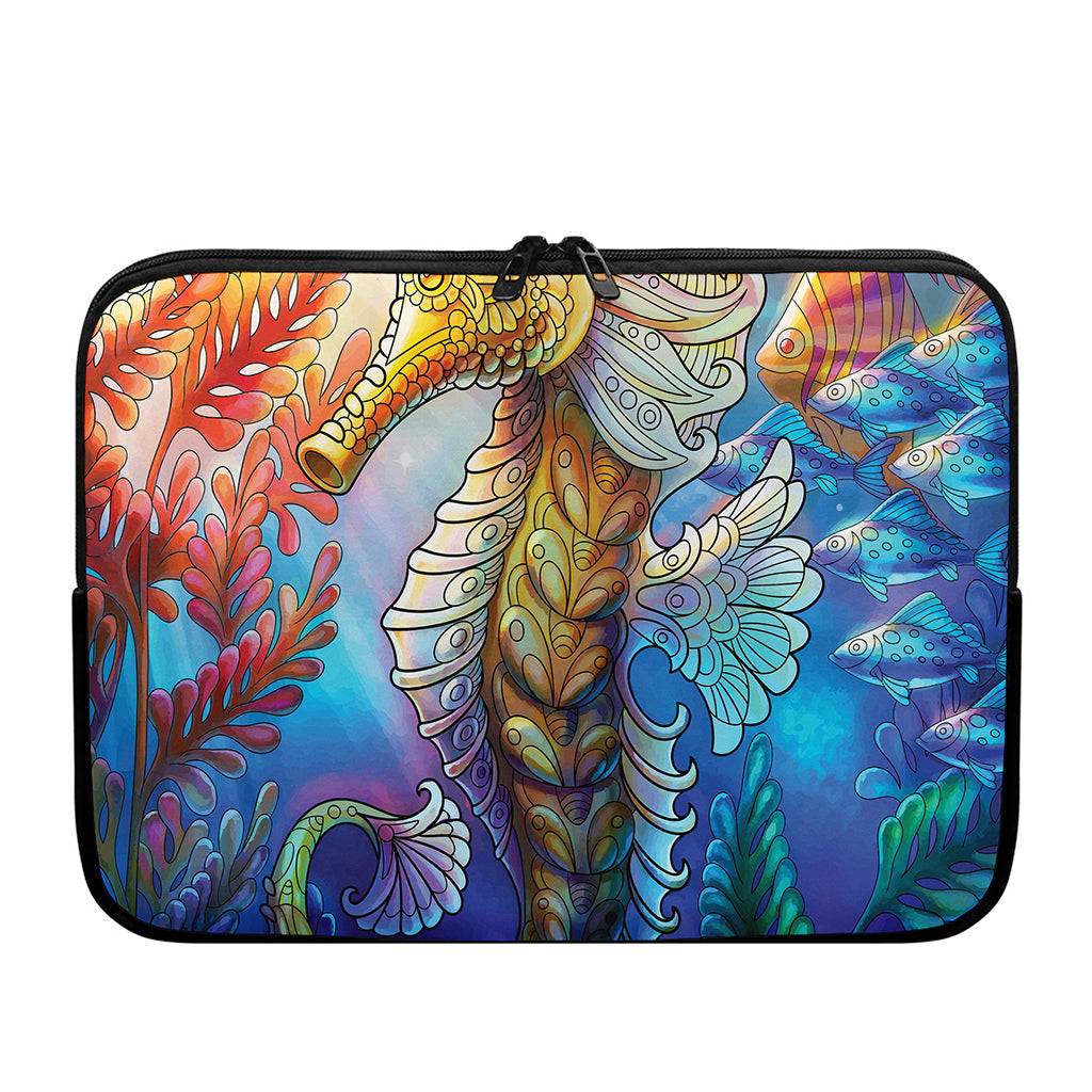 Colorful Seahorse Print Laptop Sleeve