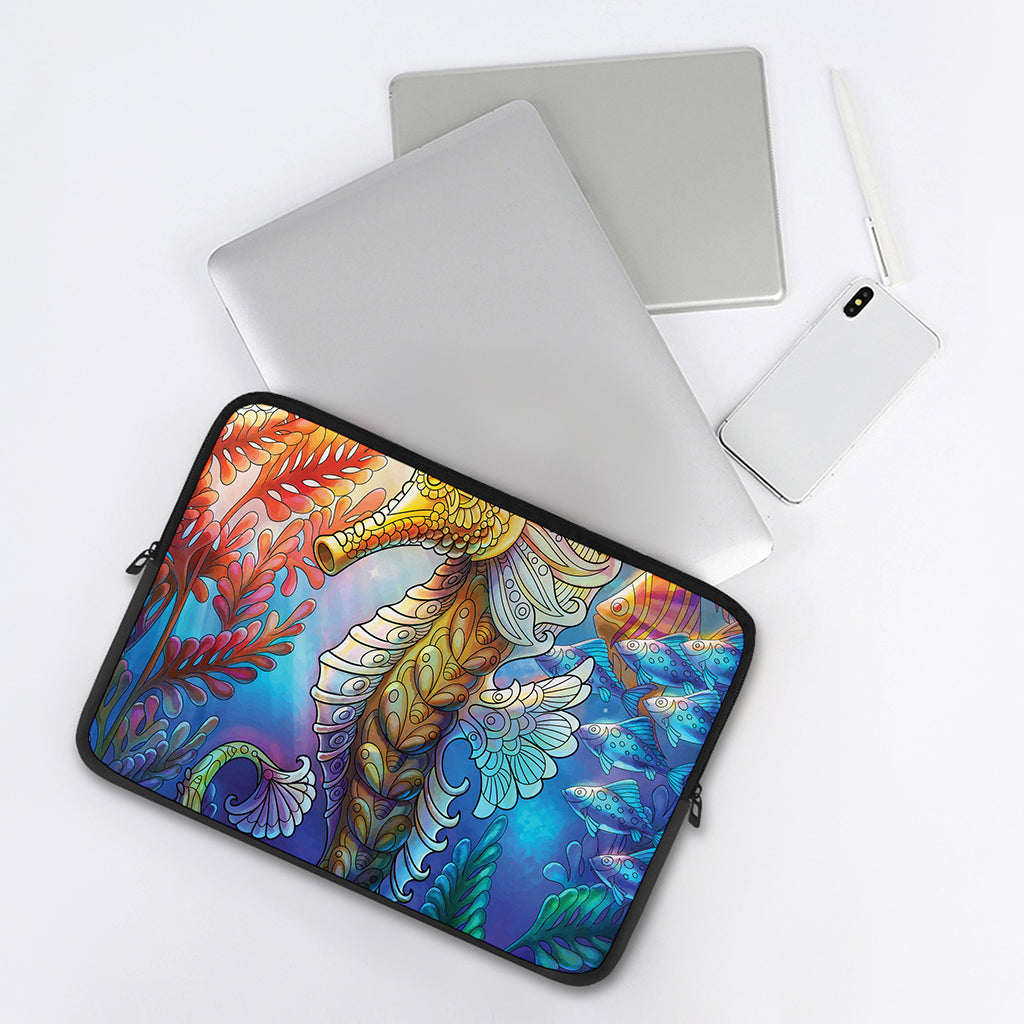 Colorful Seahorse Print Laptop Sleeve