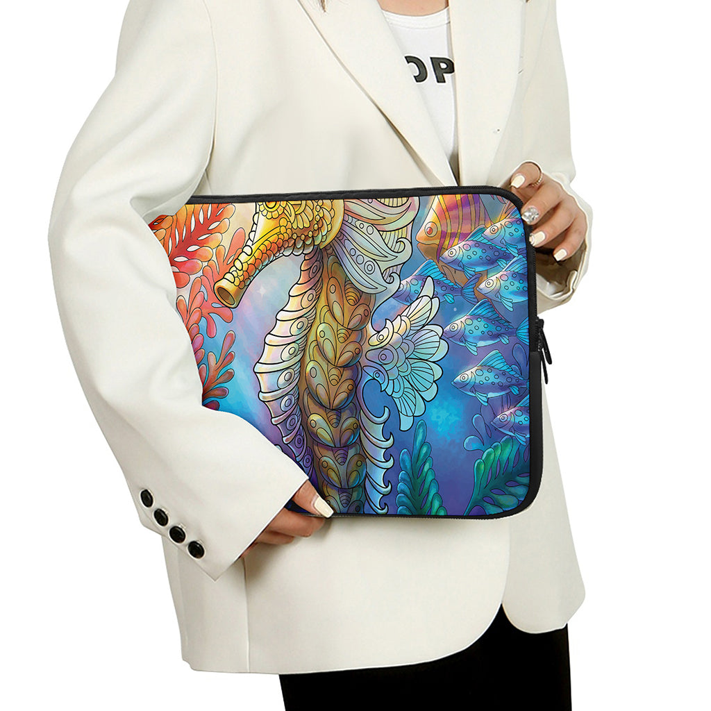 Colorful Seahorse Print Laptop Sleeve