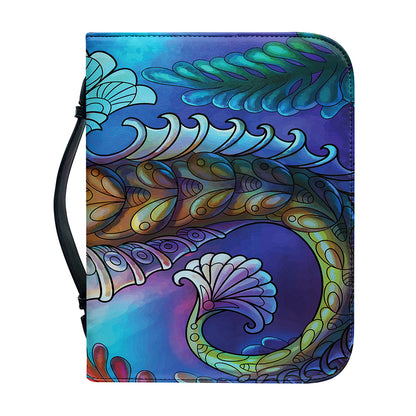 Colorful Seahorse Print Leather Bible Cover