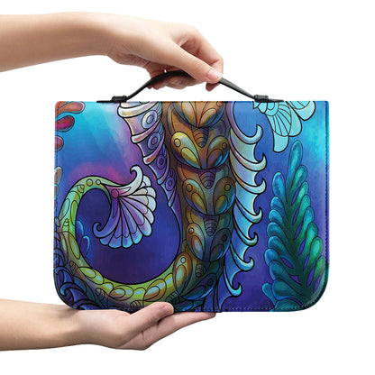 Colorful Seahorse Print Leather Bible Cover