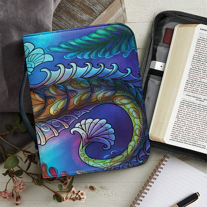 Colorful Seahorse Print Leather Bible Cover