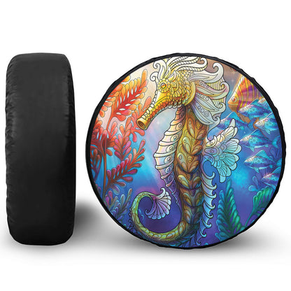 Colorful Seahorse Print Leather Spare Tire Cover