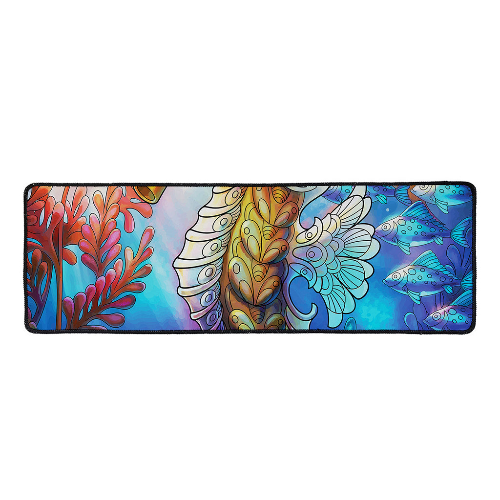 Colorful Seahorse Print Long Kitchen Mat