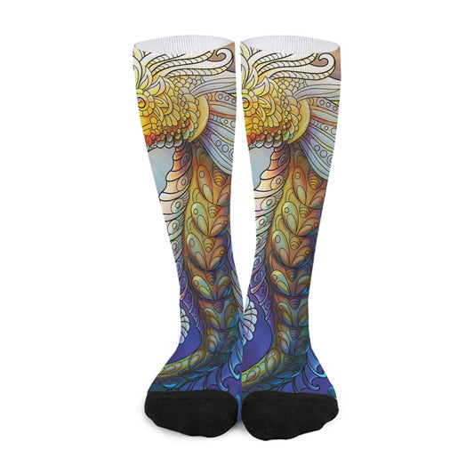Colorful Seahorse Print Long Socks