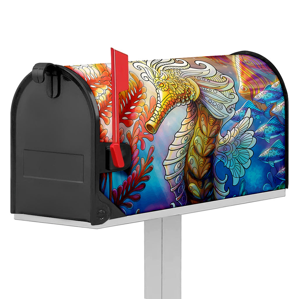 Colorful Seahorse Print Mailbox Cover