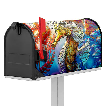 Colorful Seahorse Print Mailbox Cover