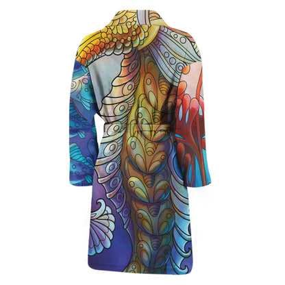 Colorful Seahorse Print Men's Bathrobe
