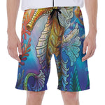 Colorful Seahorse Print Men's Beach Shorts