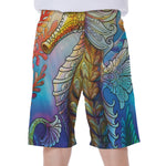 Colorful Seahorse Print Men's Beach Shorts