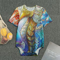 Colorful Seahorse Print Men's Bodysuit