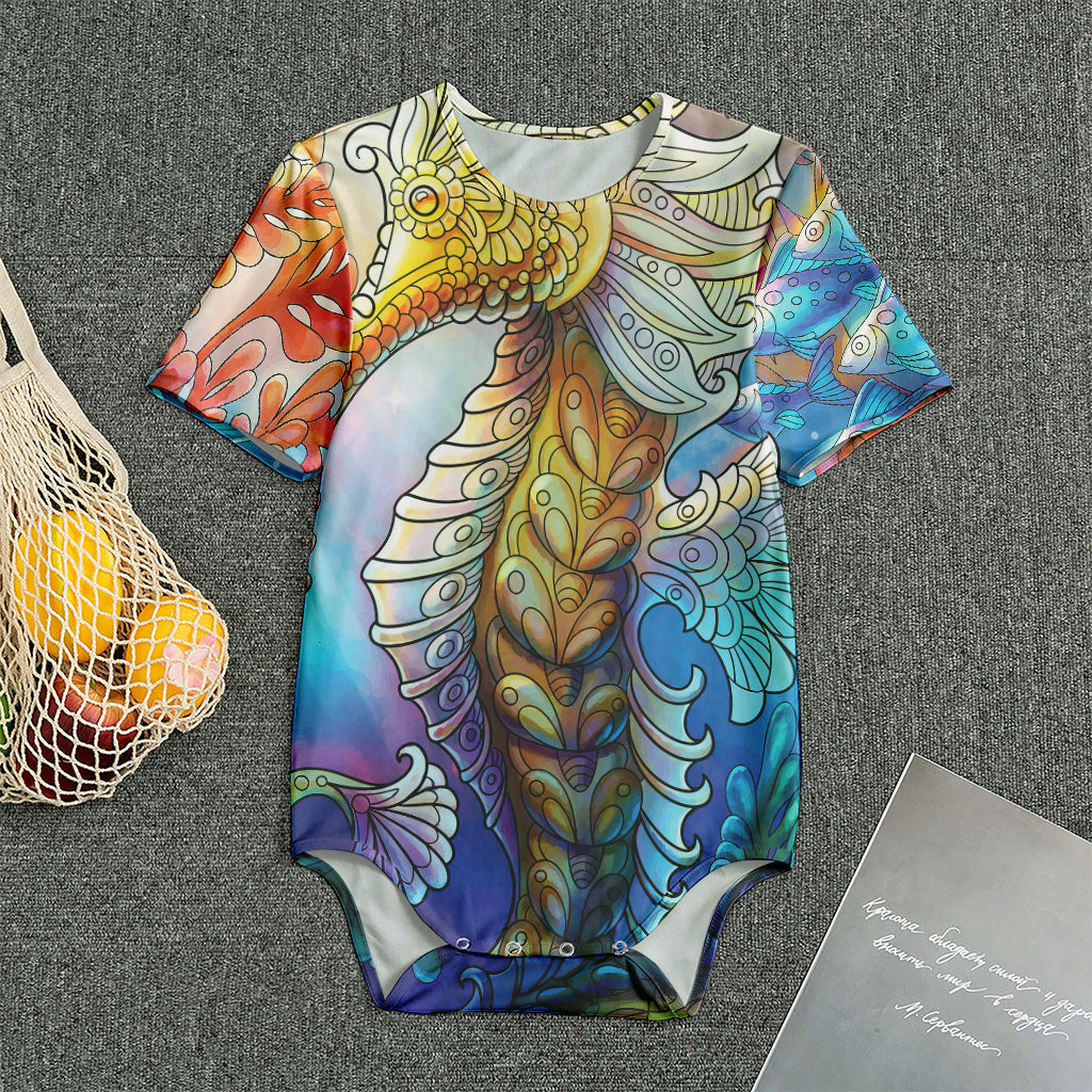Colorful Seahorse Print Men's Bodysuit
