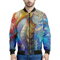 Colorful Seahorse Print Men's Bomber Jacket