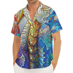 Colorful Seahorse Print Men's Deep V-Neck Shirt