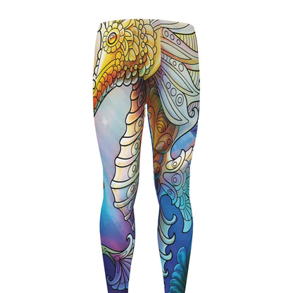 Colorful Seahorse Print Men's leggings