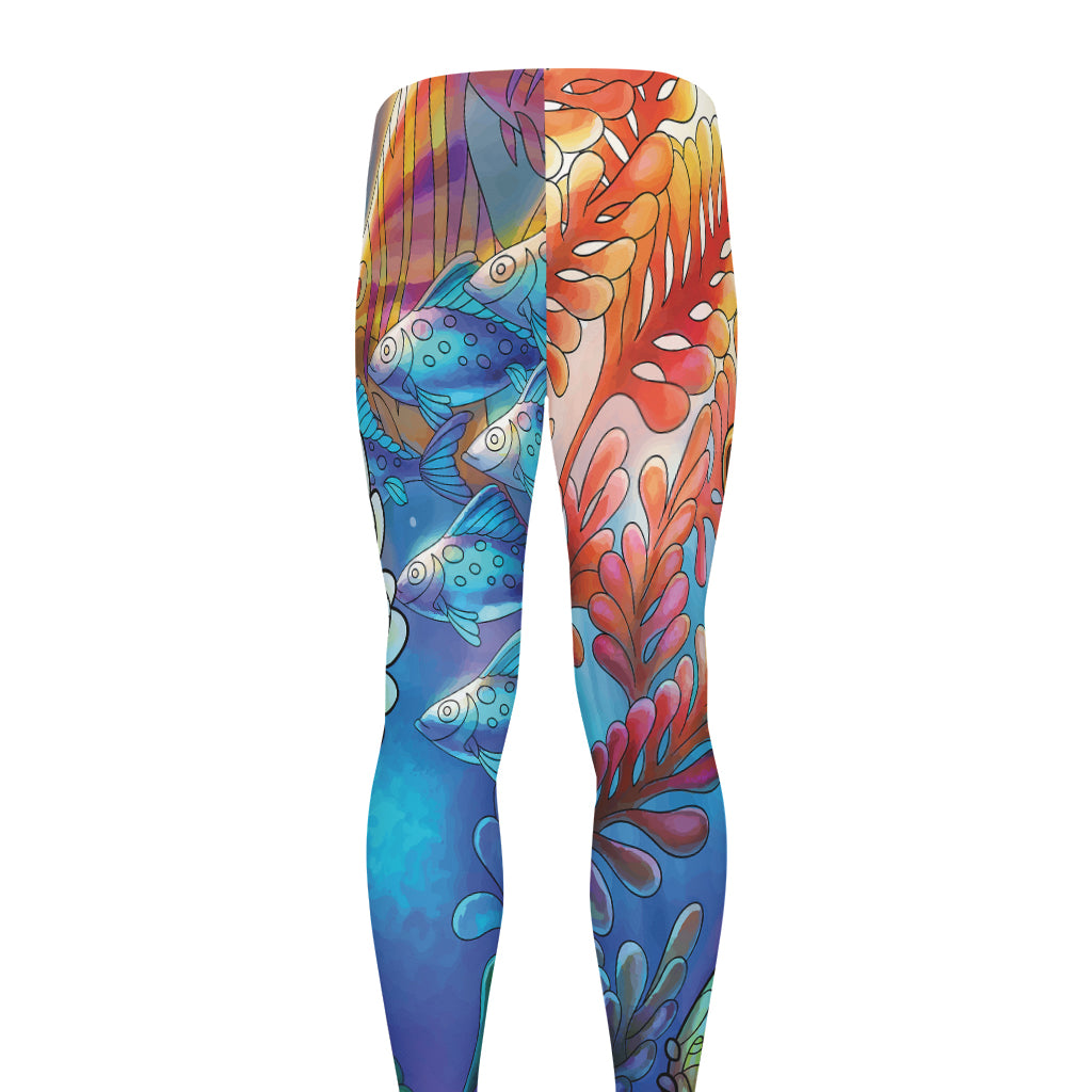 Colorful Seahorse Print Men's leggings