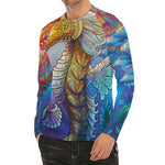 Colorful Seahorse Print Men's Long Sleeve Rash Guard