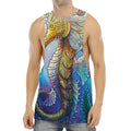 Colorful Seahorse Print Men's Muscle Tank Top