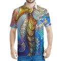 Colorful Seahorse Print Men's Polo Shirt