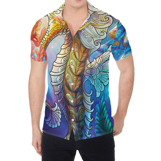 Colorful Seahorse Print Men's Shirt