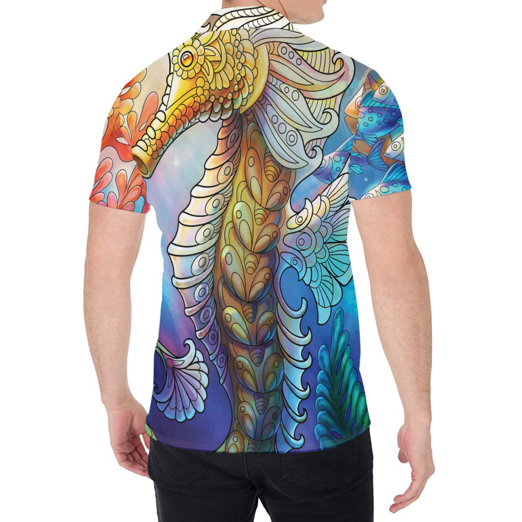 Colorful Seahorse Print Men's Shirt