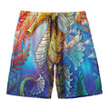 Colorful Seahorse Print Men's Swim Trunks