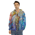 Colorful Seahorse Print Men's Velvet Pullover Hoodie