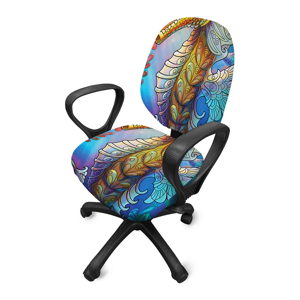 Colorful Seahorse Print Office Chair Cover