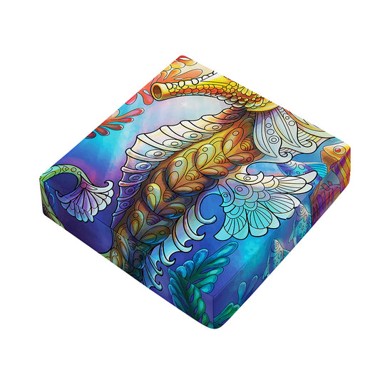 Colorful Seahorse Print Outdoor Seat Cushion Cover