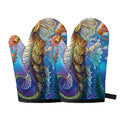 Colorful Seahorse Print Oven Mitts