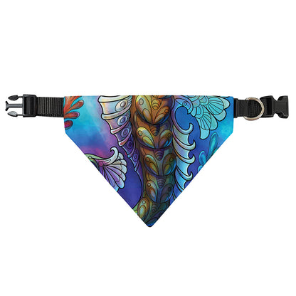 Colorful Seahorse Print Over The Collar Dog Bandana