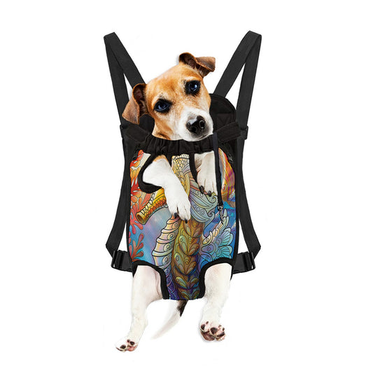 Colorful Seahorse Print Pet Carrier Backpack