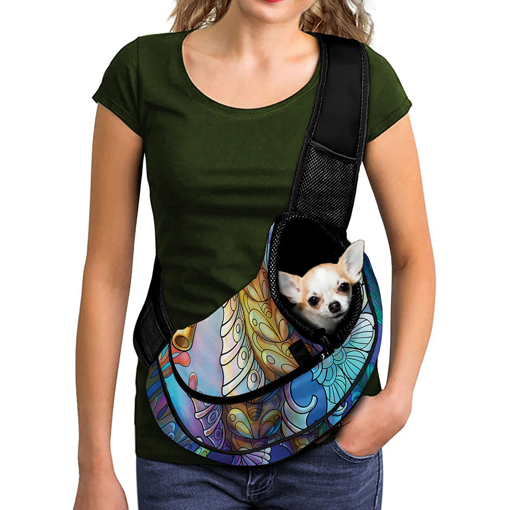 Colorful Seahorse Print Pet Sling Carrier