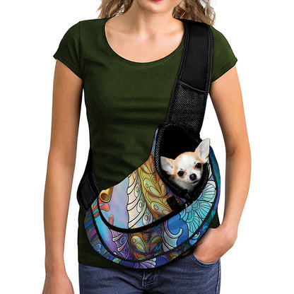 Colorful Seahorse Print Pet Sling Carrier