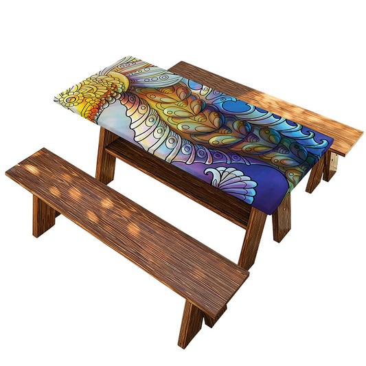 Colorful Seahorse Print Picnic Table Cover