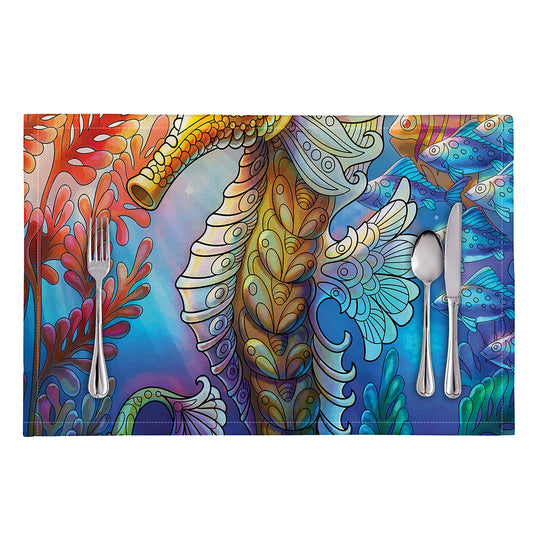 Colorful Seahorse Print Placemat