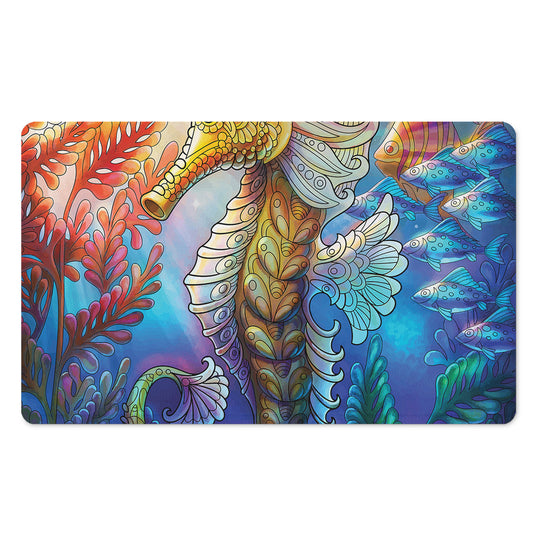 Colorful Seahorse Print Polyester Doormat