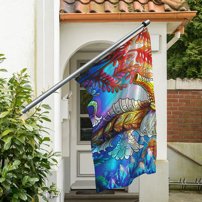 Colorful Seahorse Print Polyester Flag