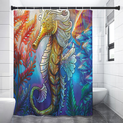 Colorful Seahorse Print Premium Shower Curtain