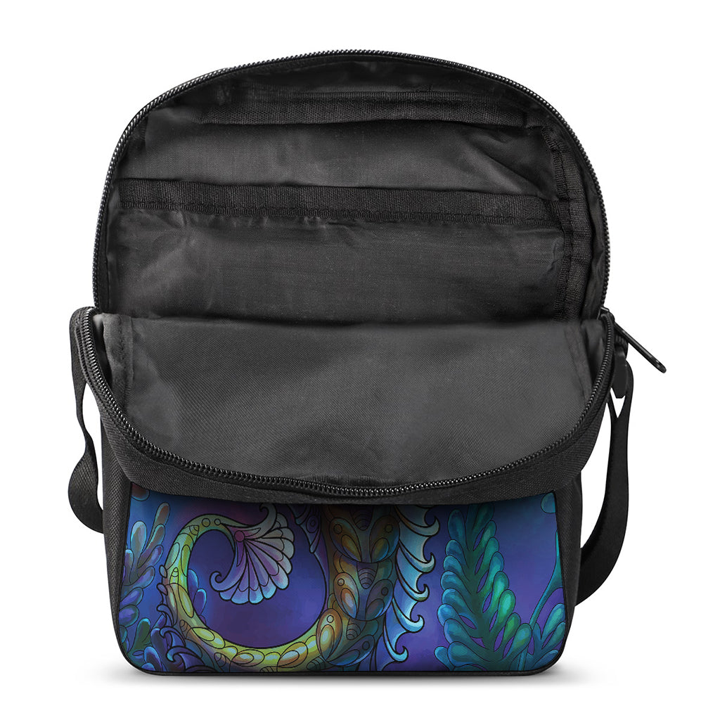 Colorful Seahorse Print Rectangular Crossbody Bag